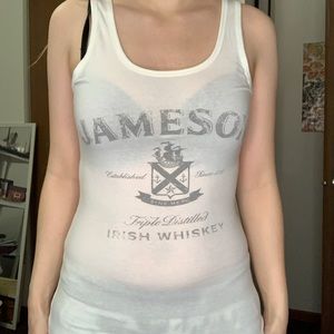 Jameson Whiskey Translucent White Tank Top, Size Small